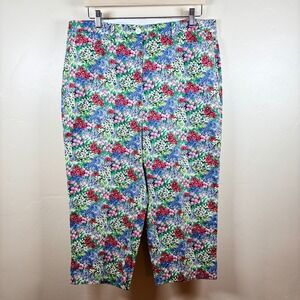 Talbots Perfect Skimmer Curvy Pants Women 12 Floral Cropped Spring Summer Mature